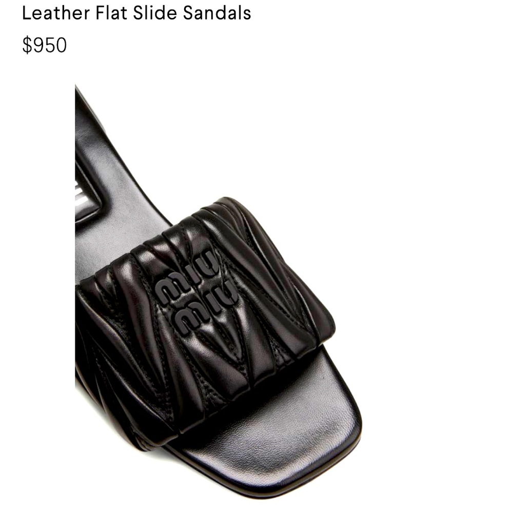 miu miu leather flat slide sandals